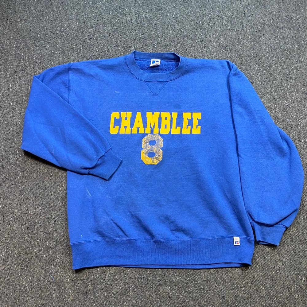 Russell Athletic Sweatshirt Sz L Mens Blue Skater Chamblee 8 Graphic Made In USA